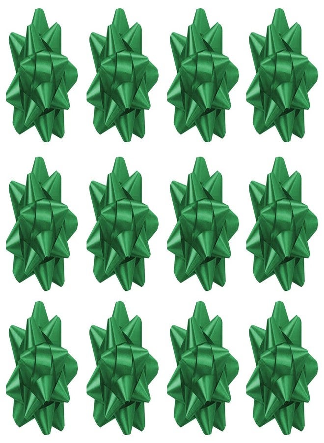 PMU Decorative Star Gift Bows 3-3/4 Inch Medium Emerald Green (12/Pkg) Pkg/1 - Image 1